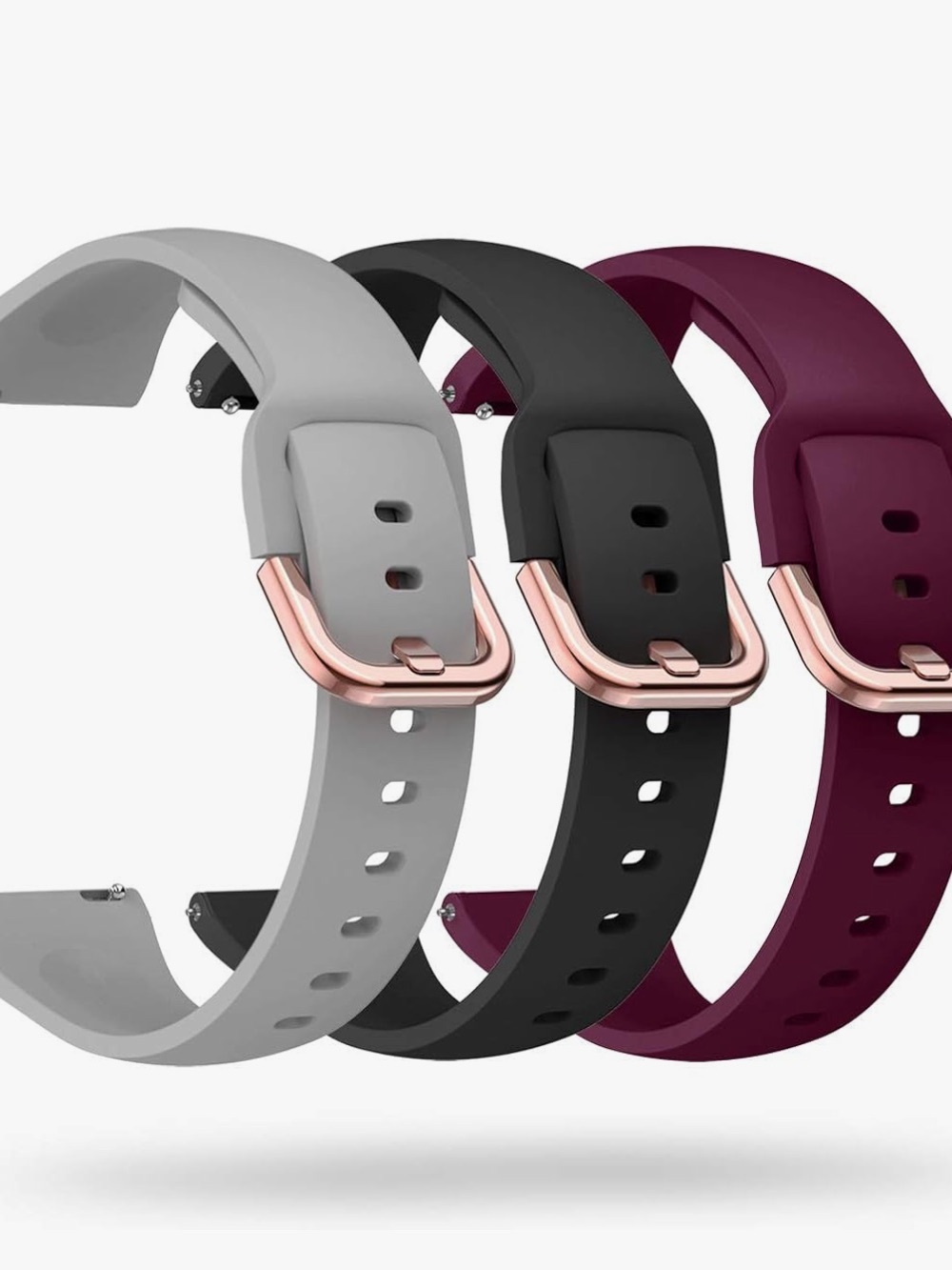 Silicone Replacement Watch Bands - Gray, Black & Burgundy (3-Pack) NIB